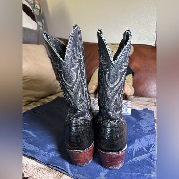 LARRY MAHAN nocona Western Boots Square ToeSz 11 ALLIGATOR CROCODILE - Picture 7 of 12